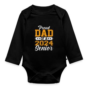 Funny proud father of a graduation gift - Organic Longsleeve Baby Bodysuit - black - Front