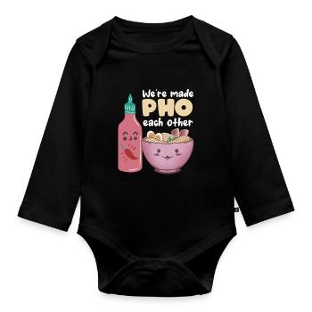 Pho Each Other Noodle Soup Relationship Love Soups - Organic Longsleeve Baby Bodysuit - black - Front