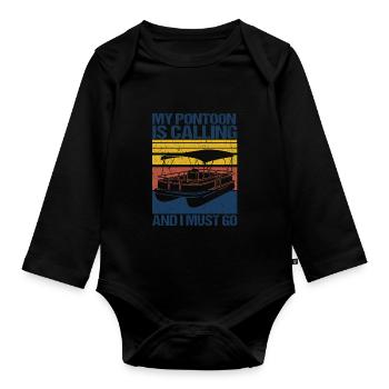 Pontoon Queen -Boat Pontoon -Women - Organic Longsleeve Baby Bodysuit - black - Front