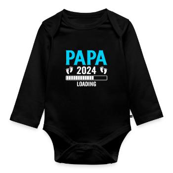 Schwangerschaft Werdende Eltern Geschenk Papa 2024 - Baby Bio-Langarm-Body - Schwarz - Vorne