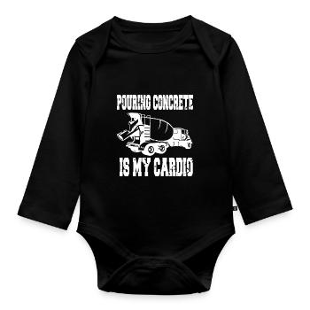 Pouring Concrete Is My Cardio Retro Funny Worker - Baby Bio-Langarm-Body - Schwarz - Vorne