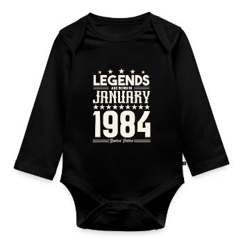 Cadeau Légende Janvier 1984. cadeau janvier 1984. - Body Bébé bio manches longues - noir - Devant