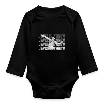 Speerwurfstrecker Leichtathletik Speerwerfer - Baby Bio-Langarm-Body - Schwarz - Vorne