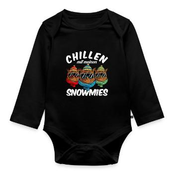 hanging with my snowmies - Baby Bio-Langarm-Body - Schwarz - Vorne