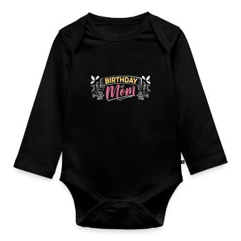 Geburtstag Mama Mami Mutter Party - Baby Bio-Langarm-Body - Schwarz - Vorne