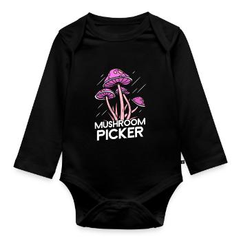 Mushroom pickers Mushroom pickers Mushroom pickers - Organic Longsleeve Baby Bodysuit - black - Front