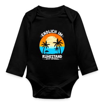 Endlich Im Ruhestand Jetzt Offiziell Rente Opa Oma - Baby Bio-Langarm-Body - Schwarz - Vorne