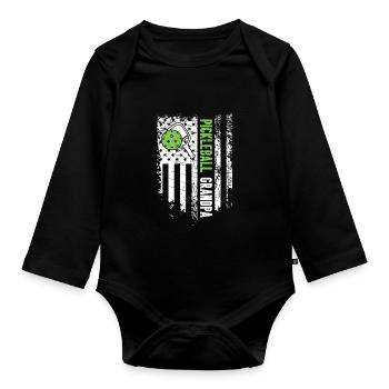Grandpa Pickleball Paddle - Organic Longsleeve Baby Bodysuit - black - Front