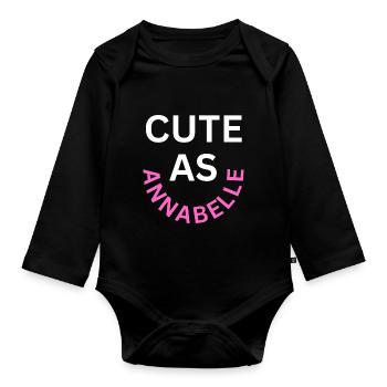 Cute as Annabelle Name - Organic Longsleeve Baby Bodysuit - black - Front