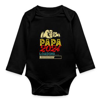 Schwangerschaft Werdende Eltern Geschenk Papa 2024 - Baby Bio-Langarm-Body - Schwarz - Vorne