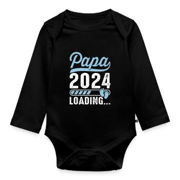 Schwangerschaft Werdende Eltern Geschenk Papa 2024 - Baby Bio-Langarm-Body - Schwarz - Vorne