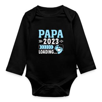 Cadeau des futurs parents de grossesse Papa 2023 - Body Bébé bio manches longues - noir - Devant
