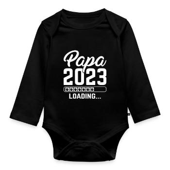 Cadeau des futurs parents de grossesse Papa 2023 - Body Bébé bio manches longues - noir - Devant