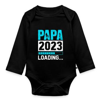 Grossesse Futur Parent Cadeau Papa 2023 - Body Bébé bio manches longues - noir - Devant