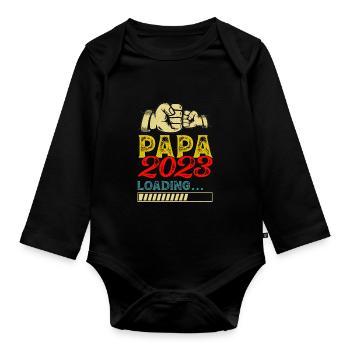 Cadeau des futurs parents de grossesse Papa 2023 - Body Bébé bio manches longues - noir - Devant