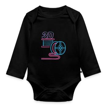 3D Filament PLA 3D Printing 3D Printer - Organic Longsleeve Baby Bodysuit - black - Front