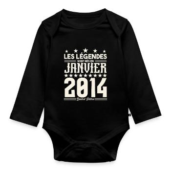 cadeau d'anniversaire janvier 2014. Janvier 2014. - Body Bébé bio manches longues - noir - Devant