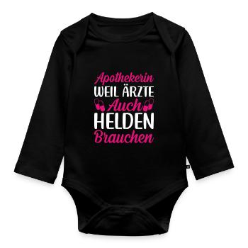 Apothekerin weil Ärzte auch Helden brauchen - Baby Bio-Langarm-Body - Schwarz - Vorne