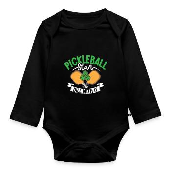 Joueur de pickleball Pickleball Paddle Pickleball - Body Bébé bio manches longues - noir - Devant