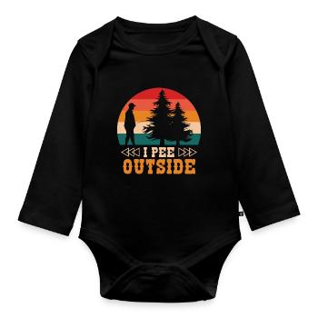 I pee outside I love it outside - Organic Longsleeve Baby Bodysuit - black - Front