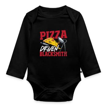 Pizza Driven Blacksmith Blacksmithing - Organic Longsleeve Baby Bodysuit - black - Front