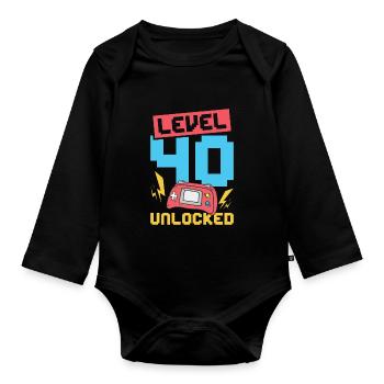 Level 40 unlocked - Baby Bio-Langarm-Body - Schwarz - Vorne