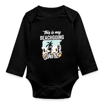Ceci est ma chemise de plage vacances à la plage - Body Bébé bio manches longues - noir - Devant