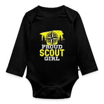 Fiers scouts du camp du clan scout - Body Bébé bio manches longues - noir - Devant