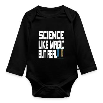 Science Like Magic But Real Funny Science Teacher - Baby Bio-Langarm-Body - Schwarz - Vorne