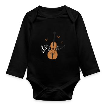 Cello -Musical instrument - Organic Longsleeve Baby Bodysuit - black - Front