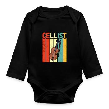Violoncelle -Instrument de musique - Body Bébé bio manches longues - noir - Devant