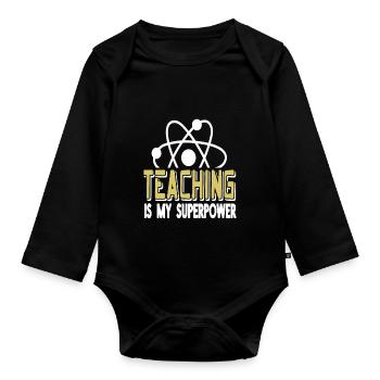 L’ENSEIGNEMENT est mon professeur de sciences rétro superpuissant - Body Bébé bio manches longues - noir - Devant