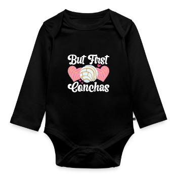 Conchas Pan dulce Latina Espagnol - Body Bébé bio manches longues - noir - Devant