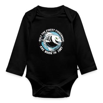 Pêcheur né 1987 anniversaire drôle - Body Bébé bio manches longues - noir - Devant
