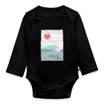 Cherry Blossoms Fuji Cherry Tree Japan Natural - Organic Longsleeve Baby Bodysuit - black - Front