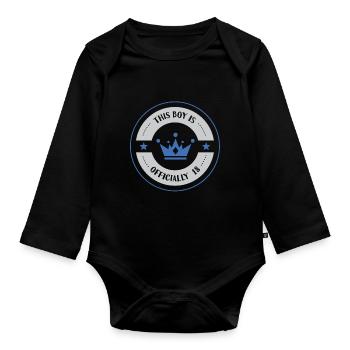 This boy is officially 18 birthday eighteen - Organic Longsleeve Baby Bodysuit - black - Front