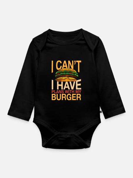 Burger Motiv - Baby Bio-Langarm-Body - Schwarz