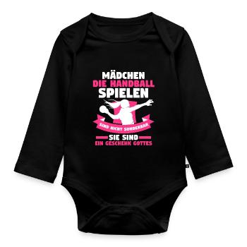 Handballspieler Handballer Handballverein Handball - Baby Bio-Langarm-Body - Schwarz - Vorne