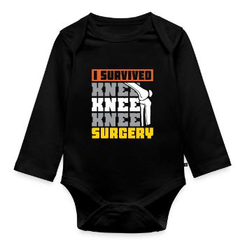 I Survived Knee Surgery - Baby Bio-Langarm-Body - Schwarz - Vorne