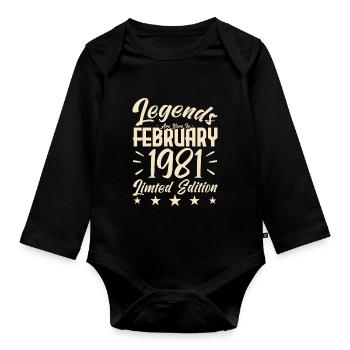 Naissance En Février 1981. Cadeau d'anniversaire. - Body Bébé bio manches longues - noir - Devant