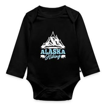 Alaska Hiking Nature Hikers - Organic Longsleeve Baby Bodysuit - black - Front