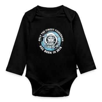 sailor vintage 2016 birthday sailboat funny - Organic Longsleeve Baby Bodysuit - black - Front