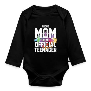 Fière maman d’un adolescent officiel de 13 ans. - Body Bébé bio manches longues - noir - Devant