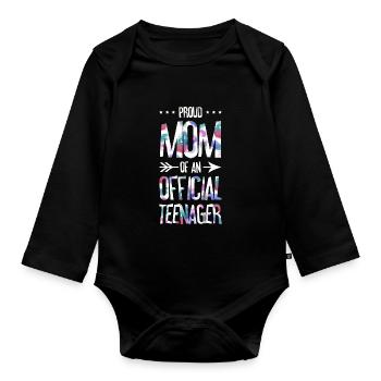 Fière maman d’un adolescent officiel de 13 ans. - Body Bébé bio manches longues - noir - Devant