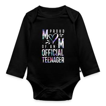 Fière maman d’un adolescent officiel de 13 ans. - Body Bébé bio manches longues - noir - Devant