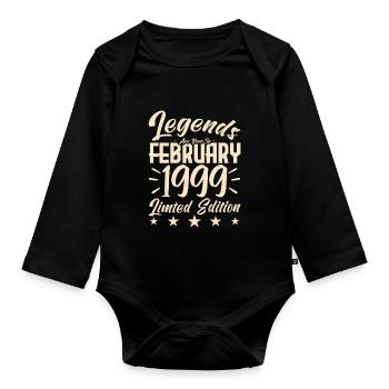 Born in February 1999. Birthday gift. - Organic Longsleeve Baby Bodysuit - black - Front
