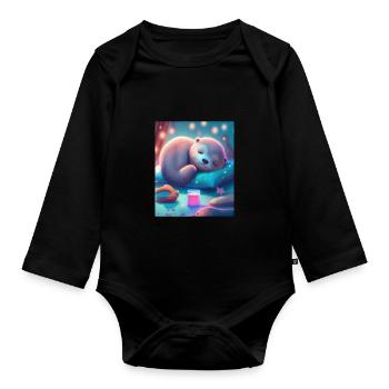 Otter Pet Owners Funny Sleepyhead Otter - Organic Longsleeve Baby Bodysuit - black - Front