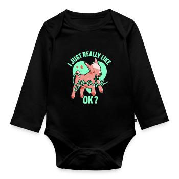 J’aime juste les chèvres très chèvre animal chèvre domestique - Body Bébé bio manches longues - noir - Devant