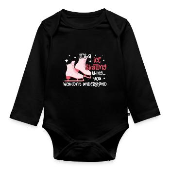 Eislaufen - Baby Bio-Langarm-Body - Schwarz - Vorne