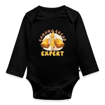 Drôle d’amateur de boulangerie expert en pain aux bananes - Body Bébé bio manches longues - noir - Devant